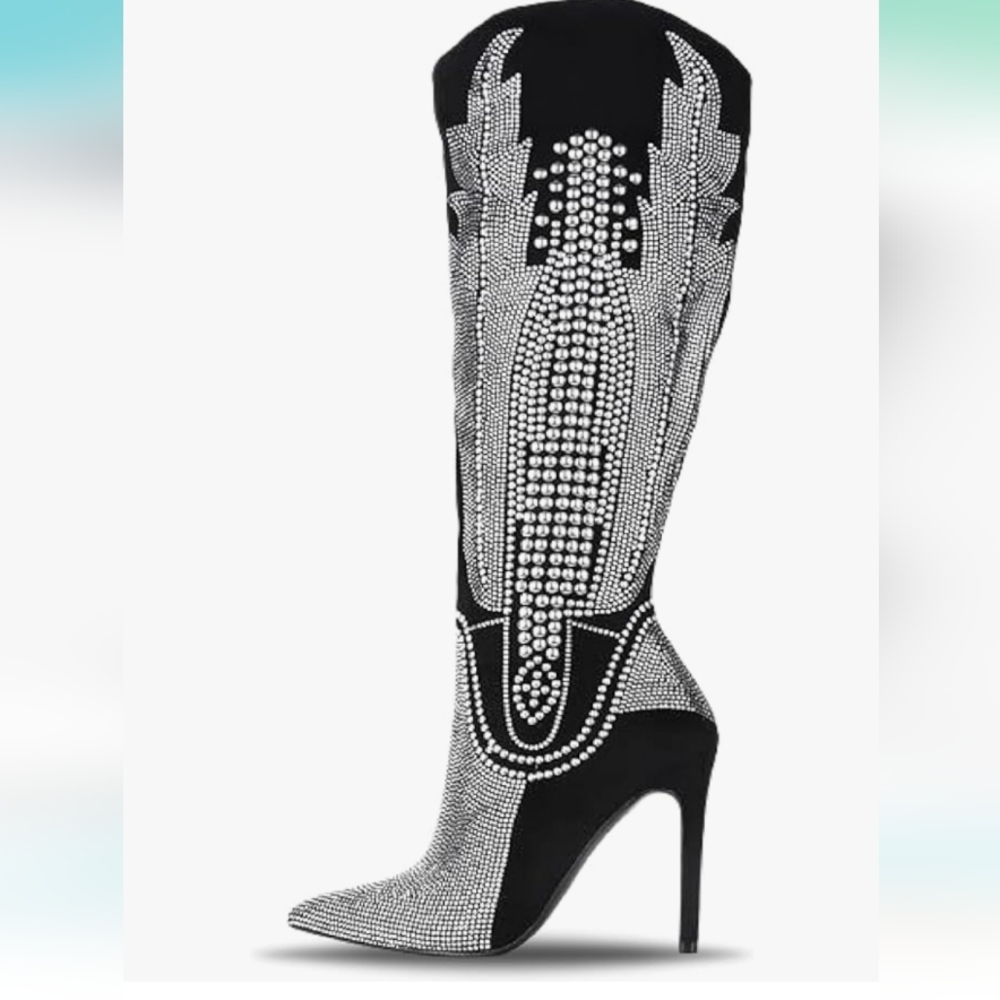 Black and pearl cowboy boots